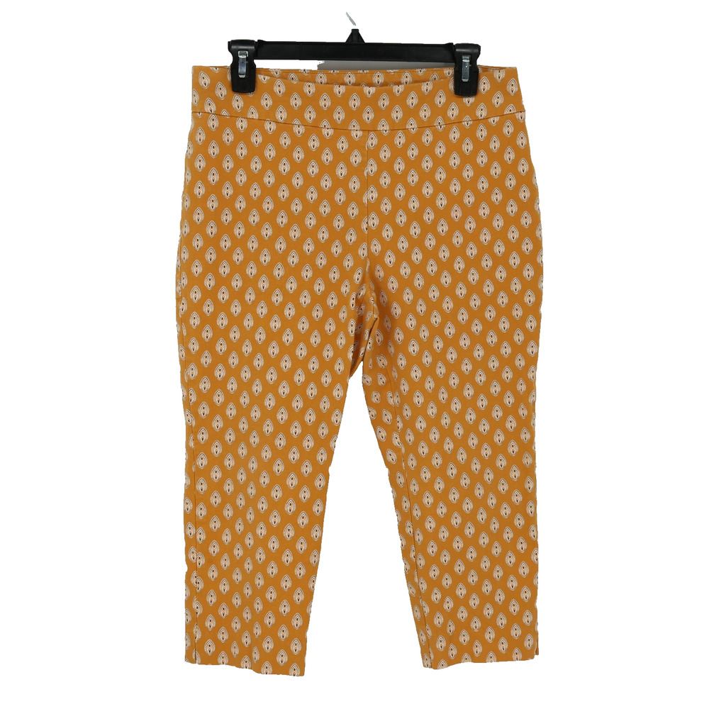 Chicos Pants 1.5 Petites 10P So Slimming Crop Gold Orange Stretch Pedal Pushers